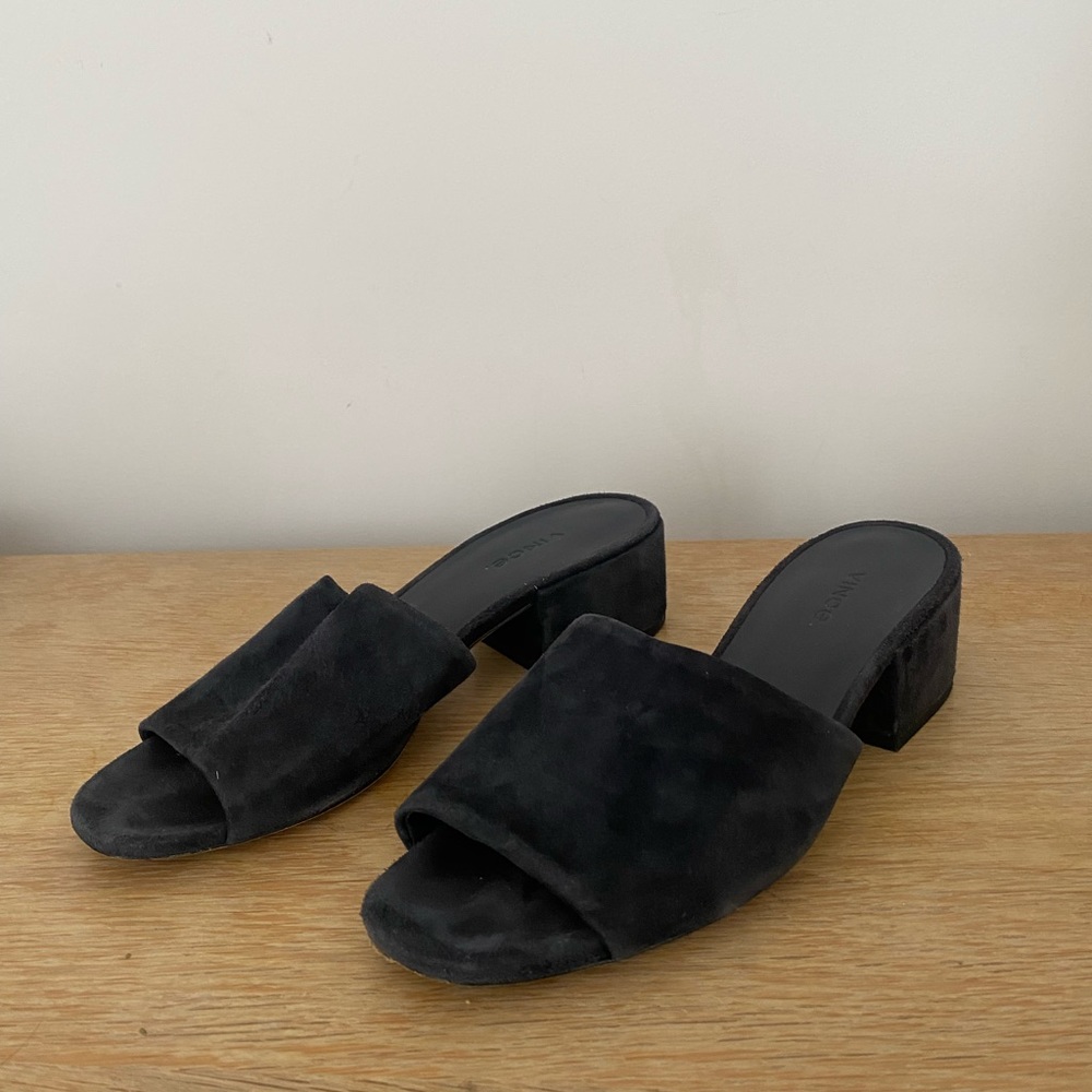 Vince Rachelle 2 Suede Block-Heel Slide Sandal